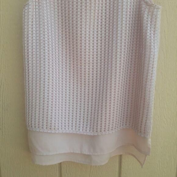 Calvin Klein Tunic Top Blush Pink Sheer Layered Waffle Textured Sleeveless Sz XS - Picture 4 of 10